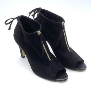 Bella Vita Black Peep Toe Bootie Nicky II Faux Suede Zip Front - 10 Medium